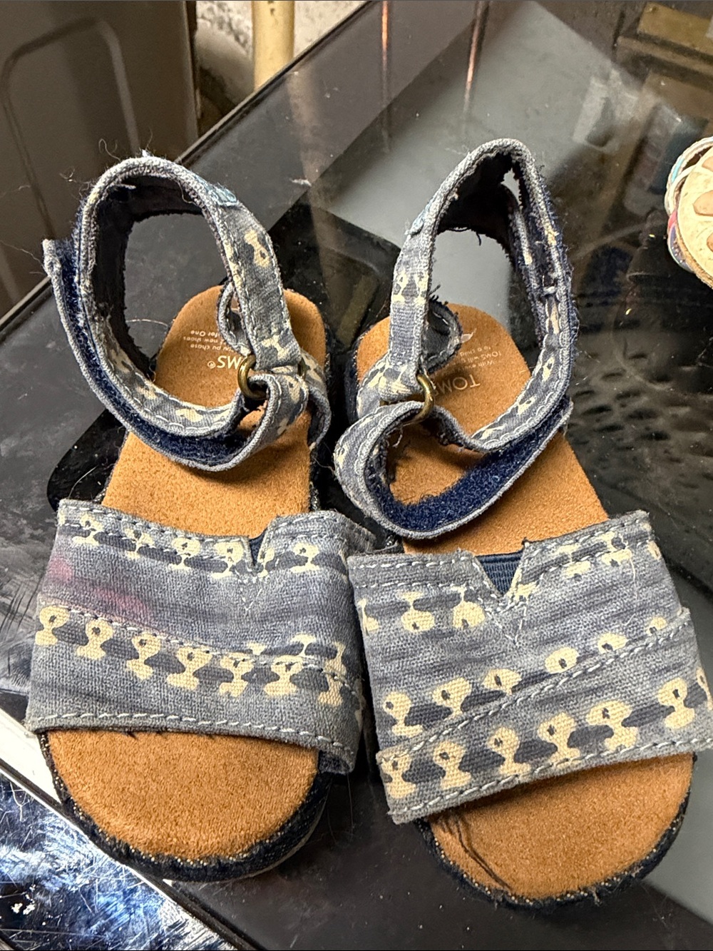 Toms Patterned Strappy Sandals - Blue & Tan